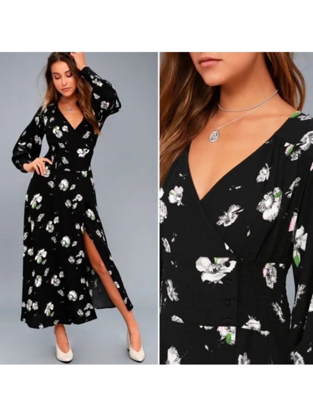 FREE PEOPLE So Sweetly Floral Midi Dress S